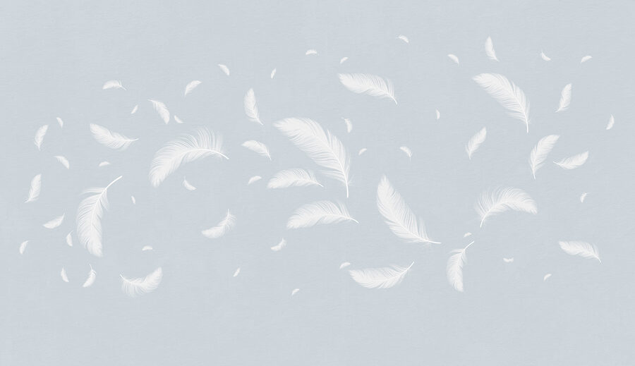 Plumes blanches flottant dans l'air
