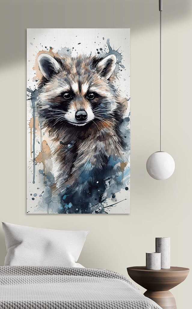 Raccoon with watercolor splashes Raccoon with watercolor splashes