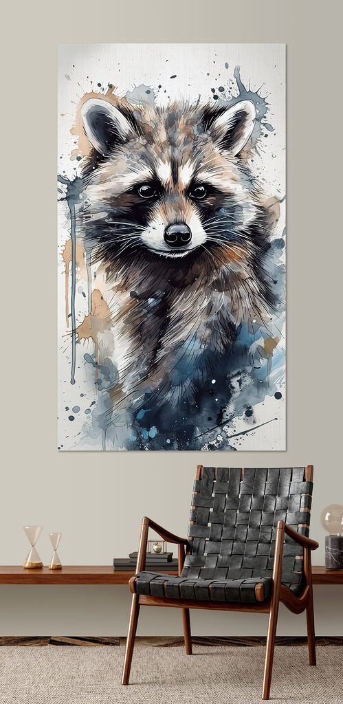 Raccoon with watercolor splashes Raccoon with watercolor splashes