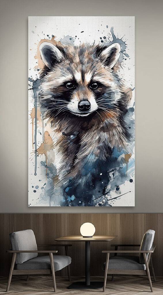 Raccoon with watercolor splashes Raccoon with watercolor splashes