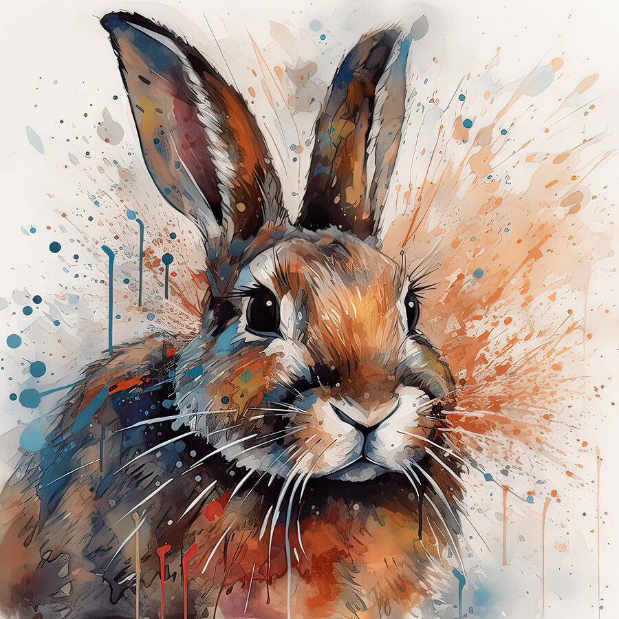 Lapin avec éclaboussures de peinture Lapin avec éclaboussures de peinture