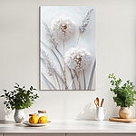 Tableaux Fleur blanche avec feuilles blanches