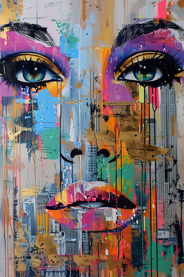 Painting of a woman's face Painting of a woman's face