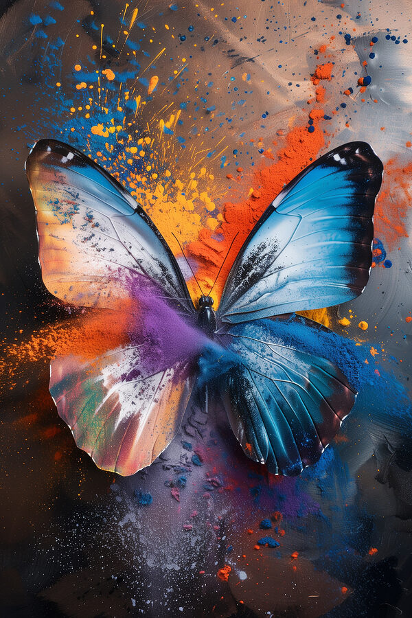 Papillon avec poudre colorée Papillon avec poudre colorée
