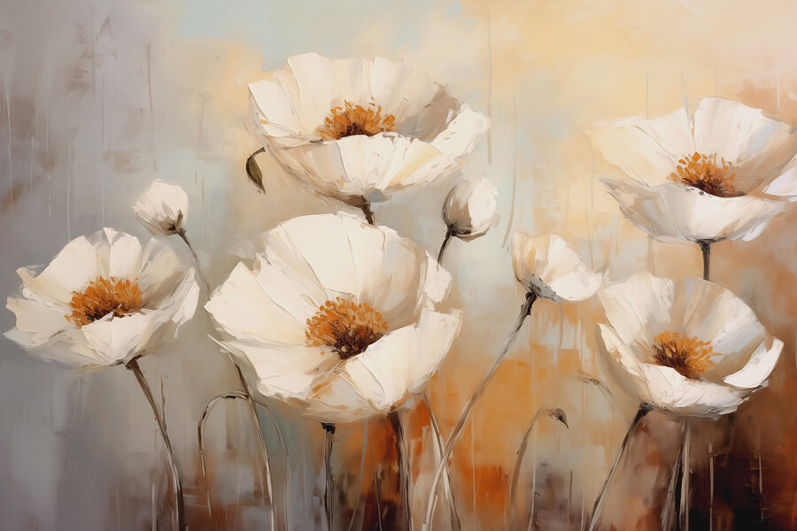 Peinture de fleurs blanches