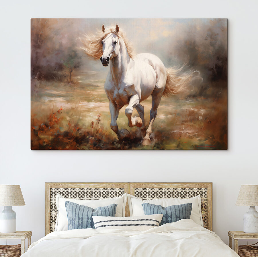 Cheval blanc courant dans un champ Cheval blanc courant dans un champ