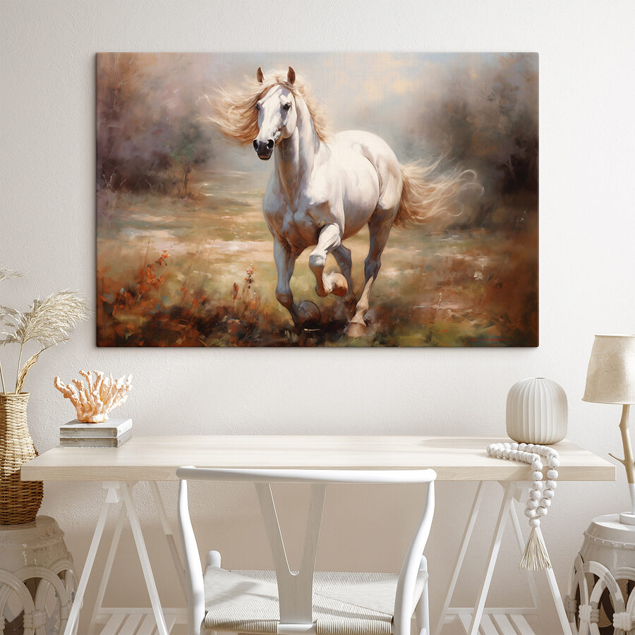 Cheval blanc courant dans un champ Cheval blanc courant dans un champ