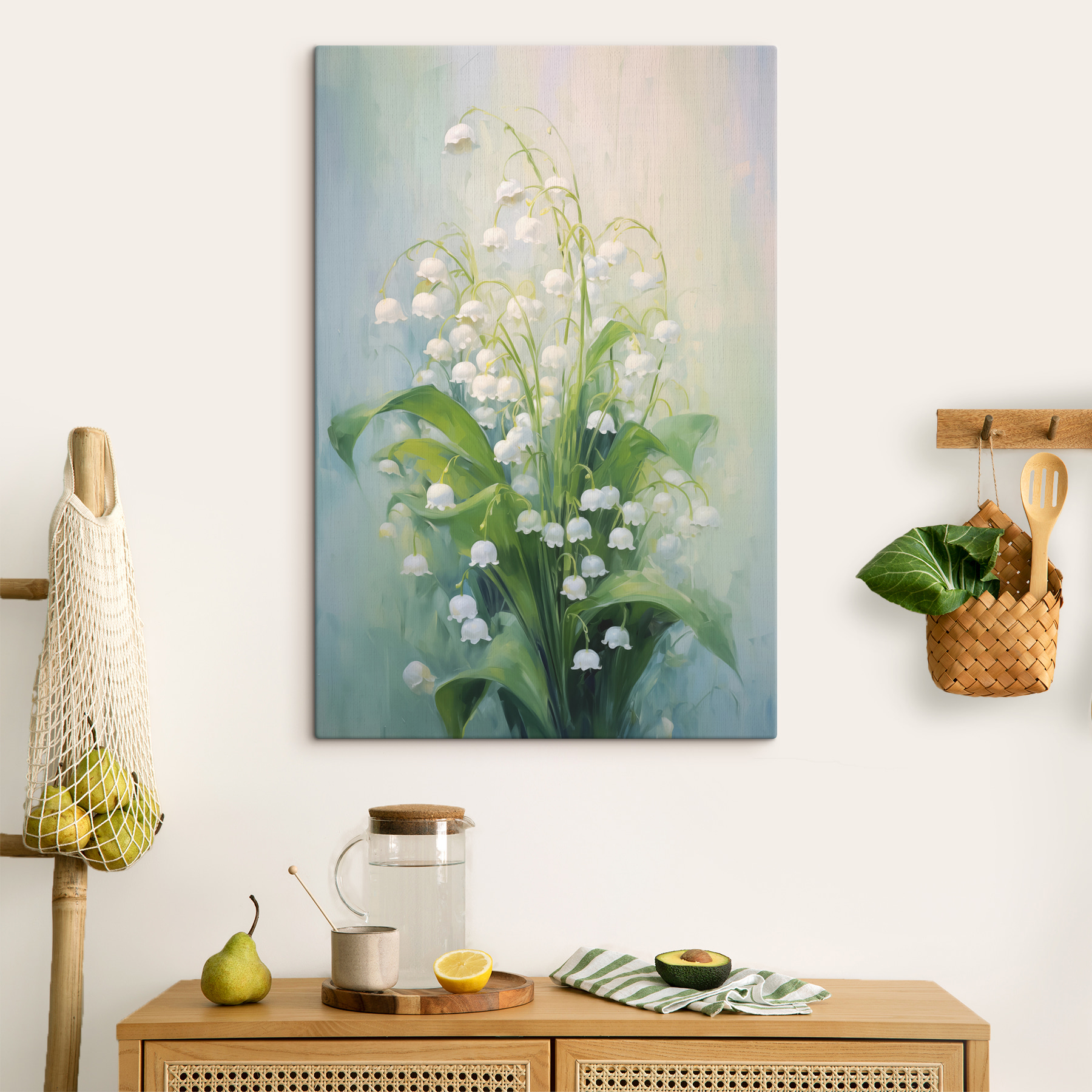 Painting of a bunch of white flowers