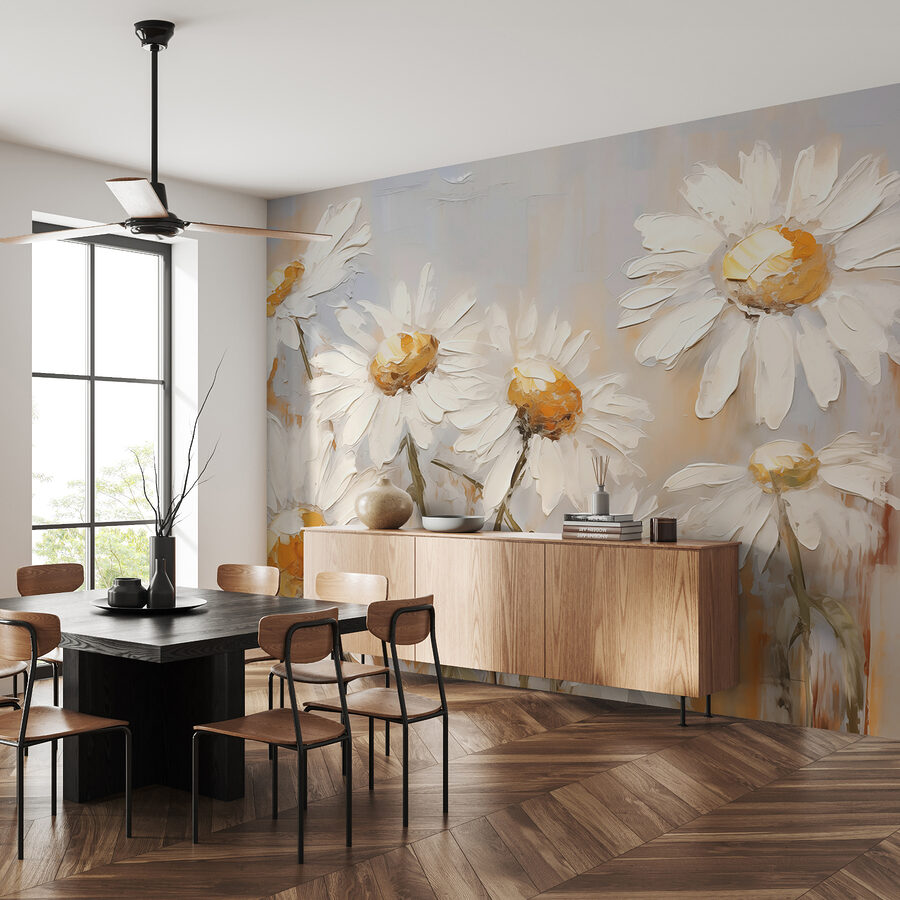 Peinture de fleurs blanches
