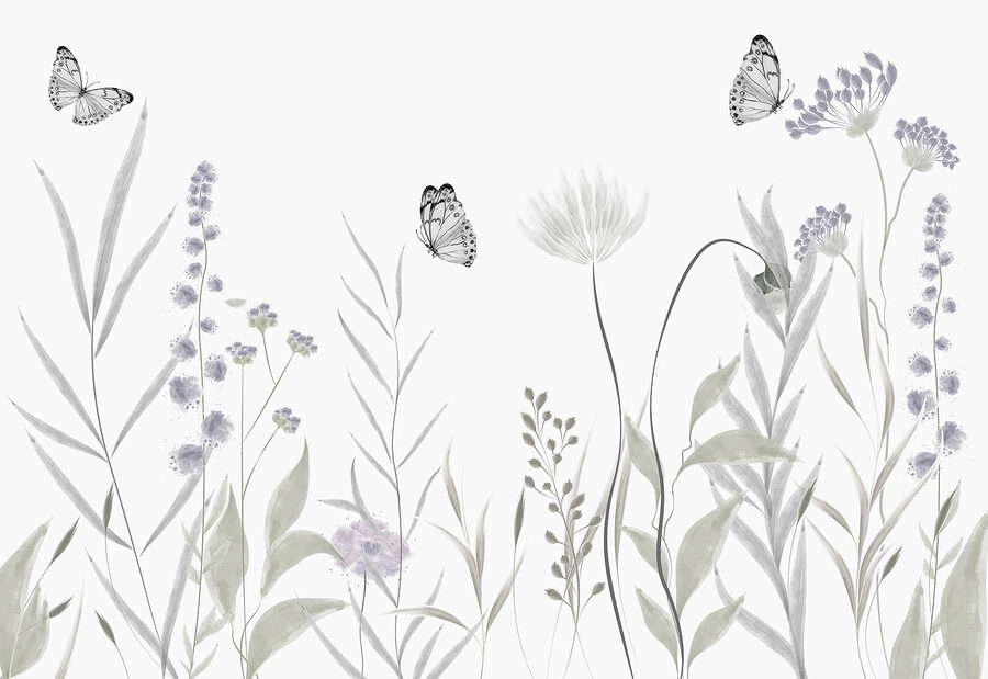 Papillons volant au-dessus des fleurs