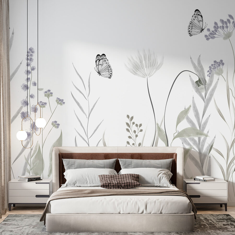 Papillons volant au-dessus des fleurs