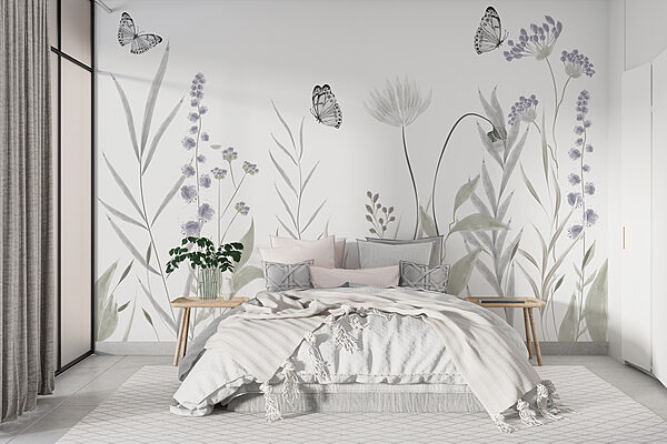 Papillons volant au-dessus des fleurs Papillons volant au-dessus des fleurs