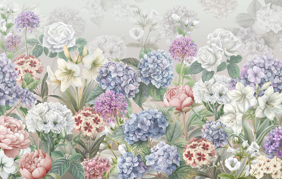 Groupe de fleurs sur fond blanc