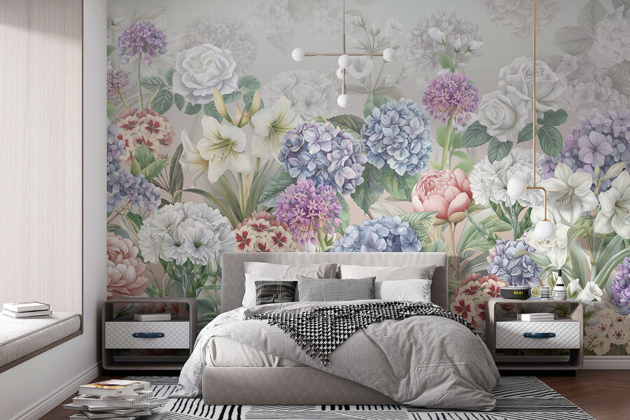 Groupe de fleurs sur fond blanc