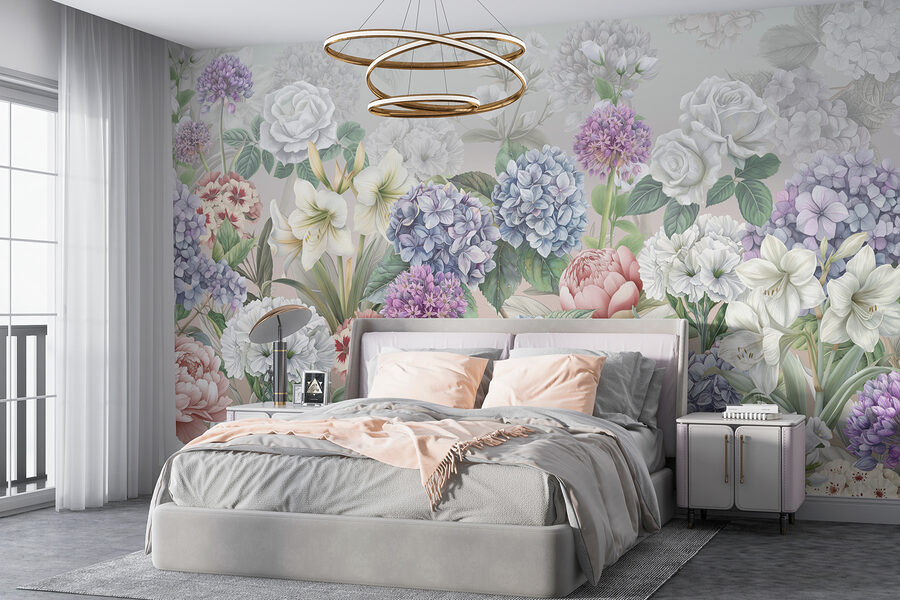 Groupe de fleurs sur fond blanc