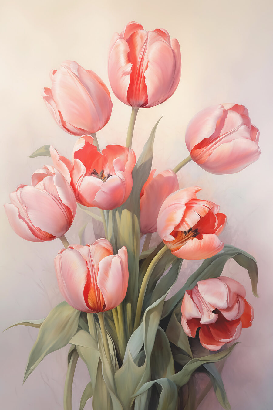 Peinture de tulipes roses
