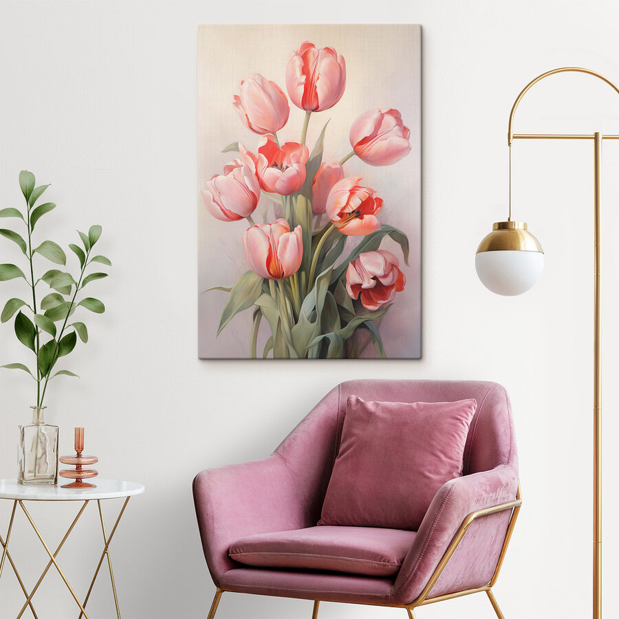 Peinture de tulipes roses