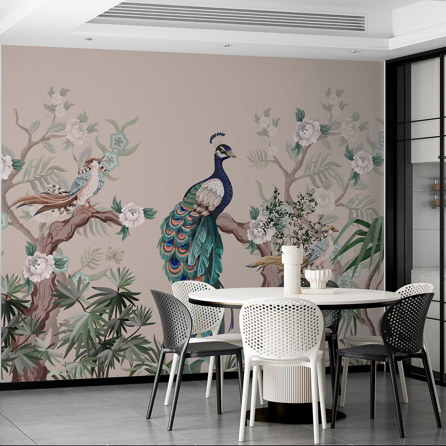 Papier peint Papier peint avec des oiseaux sur des branches – Image 2