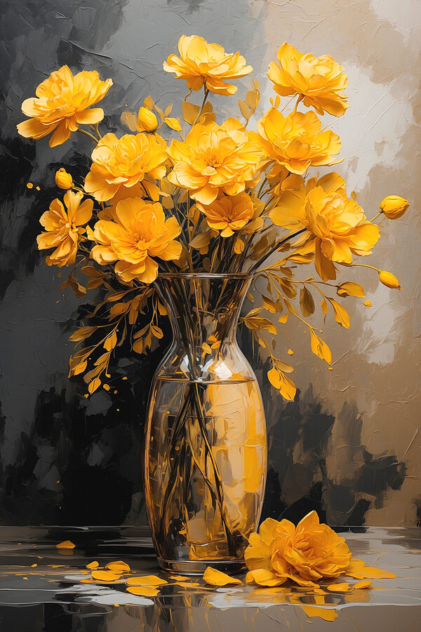 Vase avec fleurs jaunes Vase avec fleurs jaunes