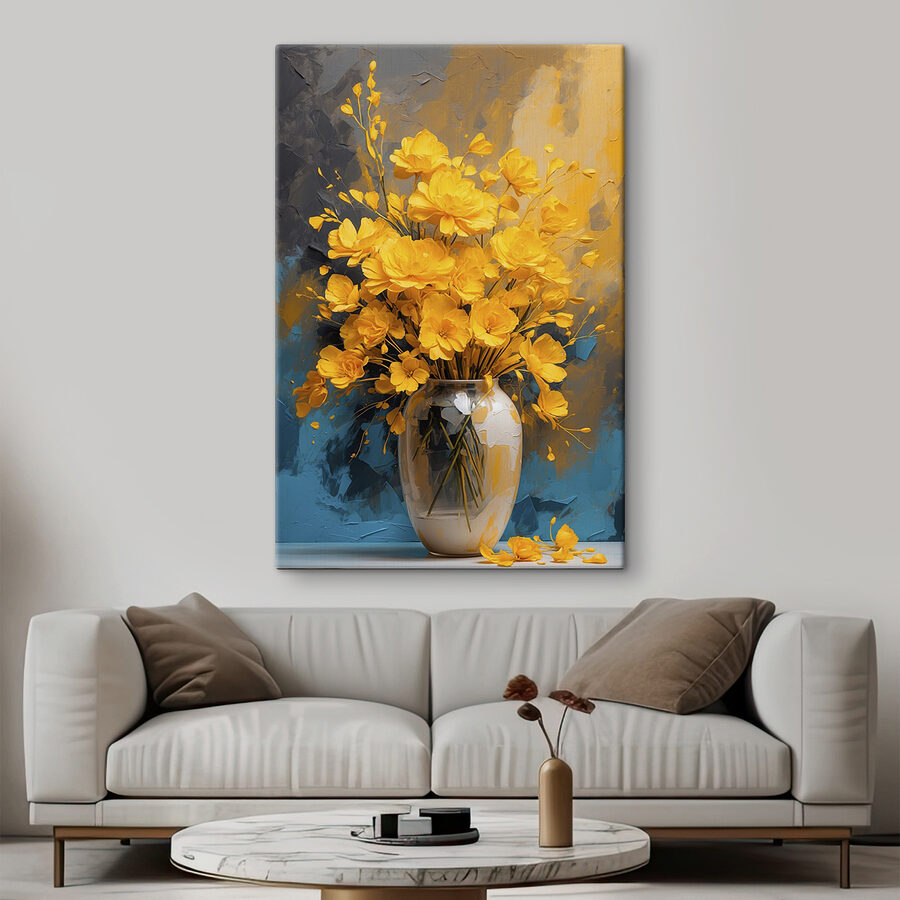 Vase avec fleurs jaunes