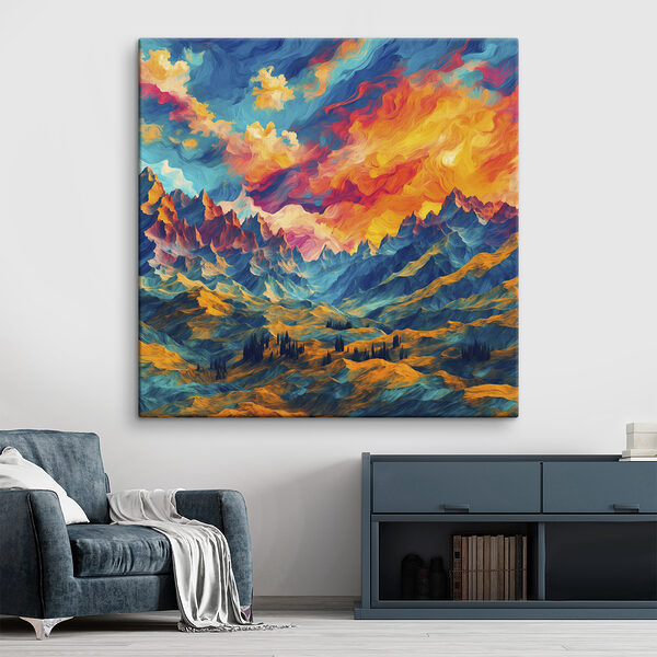 Paysage de montagne coloré avec nuages Paysage de montagne coloré avec nuages