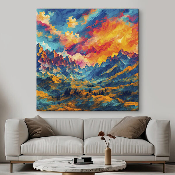 Paysage de montagne coloré avec nuages Paysage de montagne coloré avec nuages