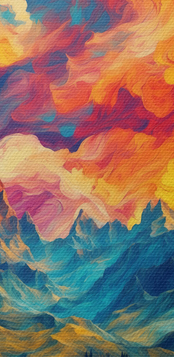 Paysage de montagne coloré avec nuages Paysage de montagne coloré avec nuages