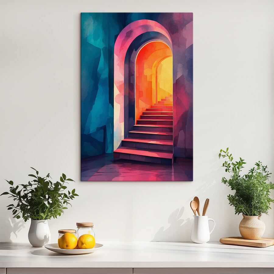 Couloir coloré avec escaliers