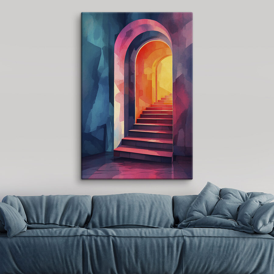 Couloir coloré avec escaliers