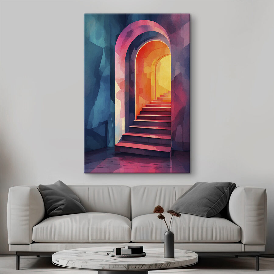 Couloir coloré avec escaliers