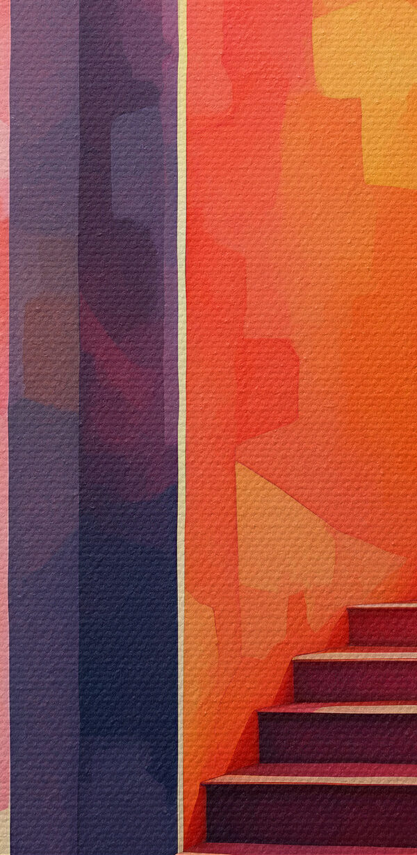 Couloir coloré avec escaliers Couloir coloré avec escaliers
