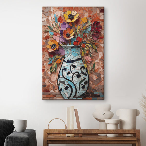 Mosaïque de fleurs dans un vase Mosaïque de fleurs dans un vase