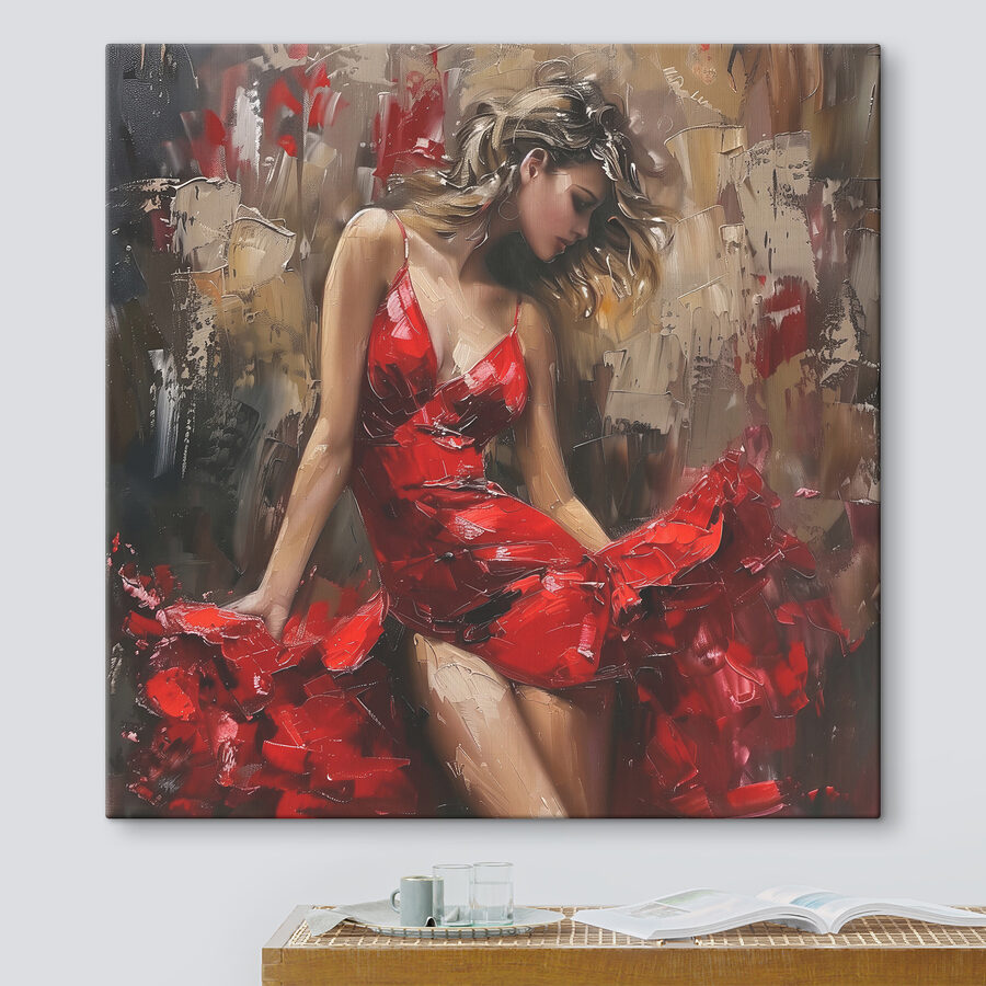 Peinture d'une femme en robe rouge Peinture d'une femme en robe rouge