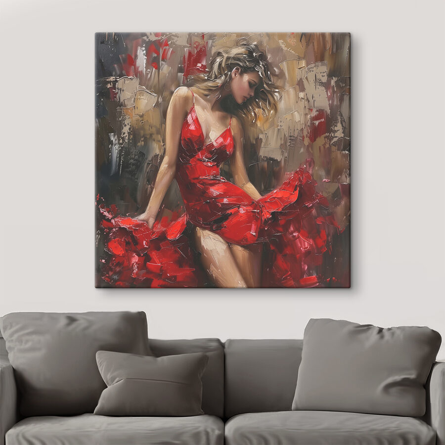 Peinture d'une femme en robe rouge Peinture d'une femme en robe rouge