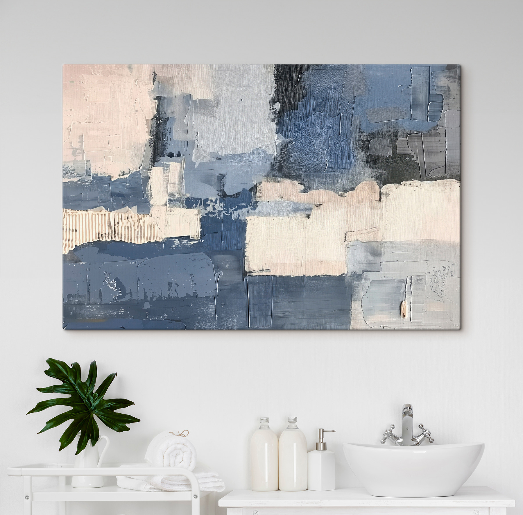 Painting of different shades of blue and white Painting of different shades of blue and white