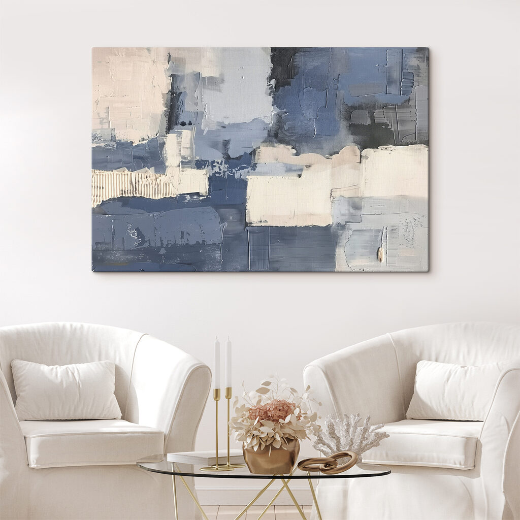 Painting of different shades of blue and white Painting of different shades of blue and white