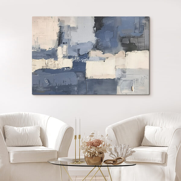 Painting of different shades of blue and white Painting of different shades of blue and white