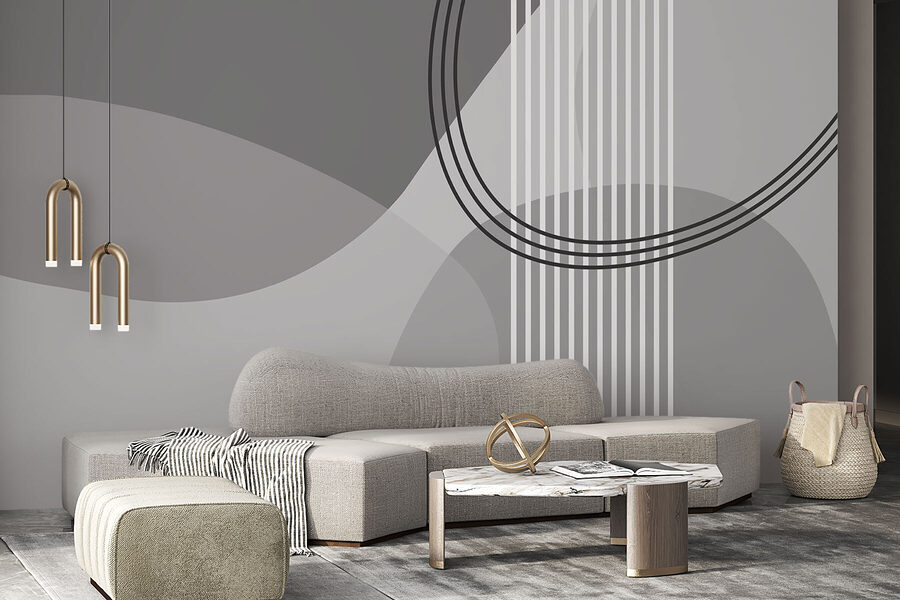 Fond gris et blanc avec des cercles et des lignes Fond gris et blanc avec des cercles et des lignes