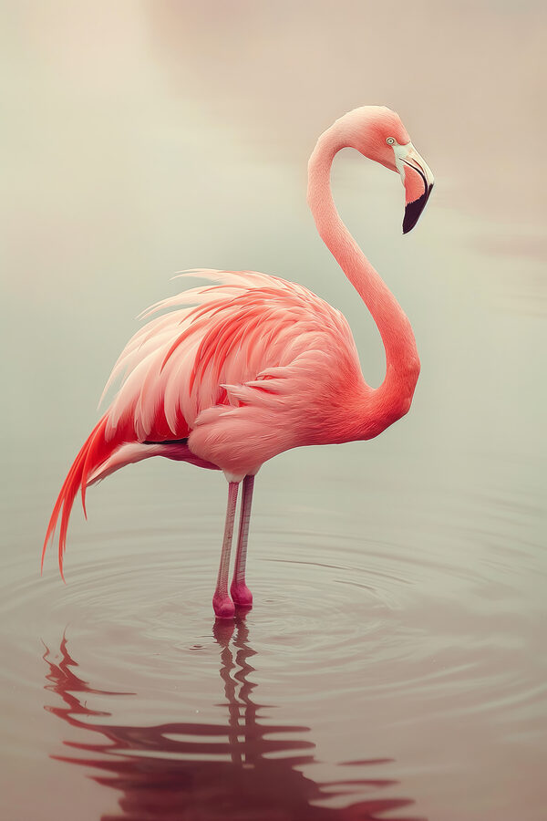 Flamant debout dans l'eau Flamant debout dans l'eau