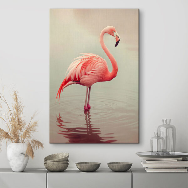 Flamant debout dans l'eau Flamant debout dans l'eau