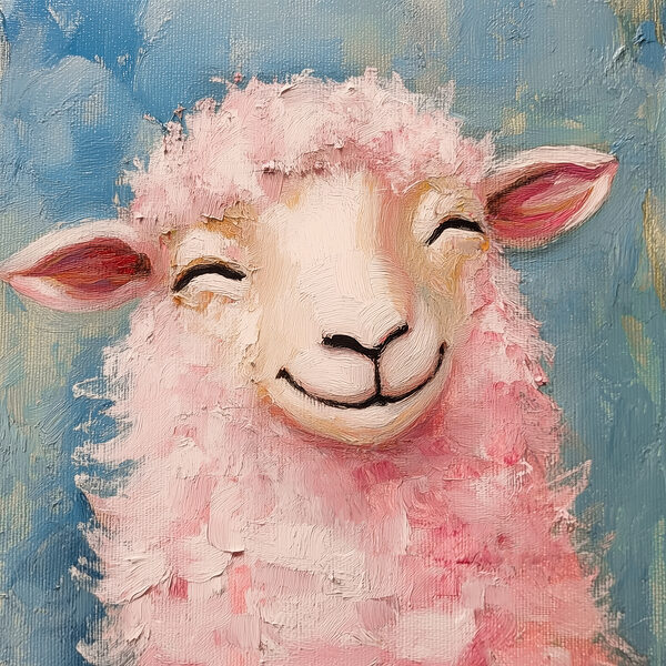 Peinture d'un mouton rose Peinture d'un mouton rose