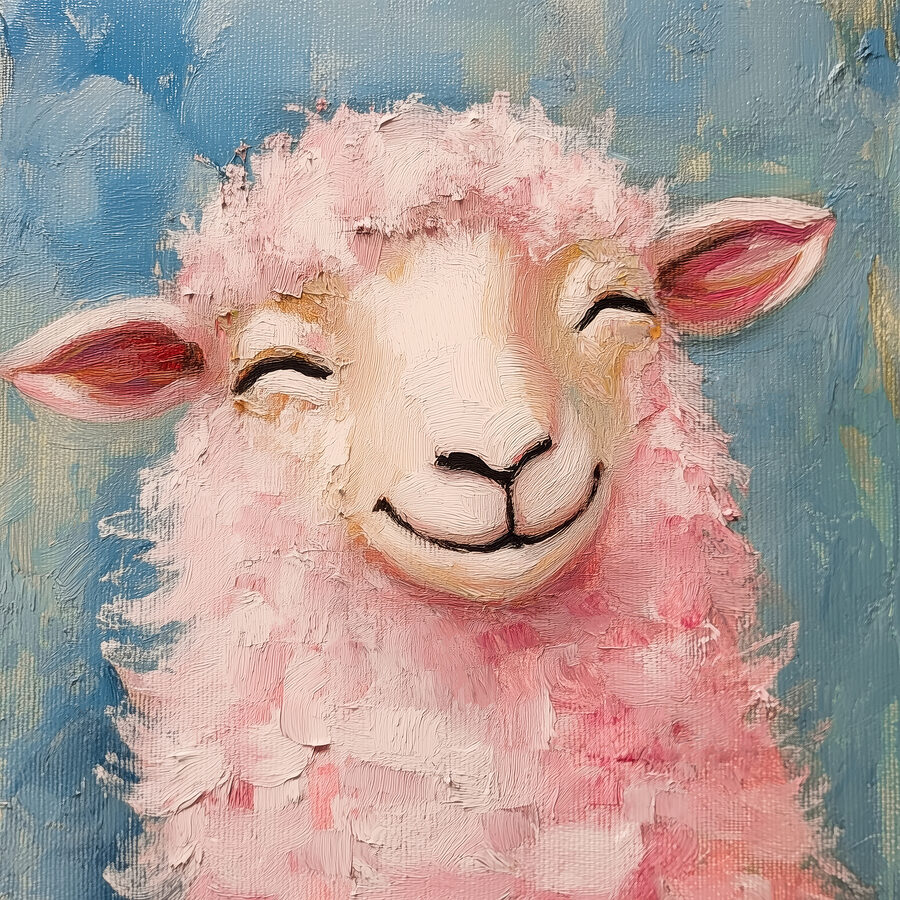 Peinture d'un mouton rose Peinture d'un mouton rose