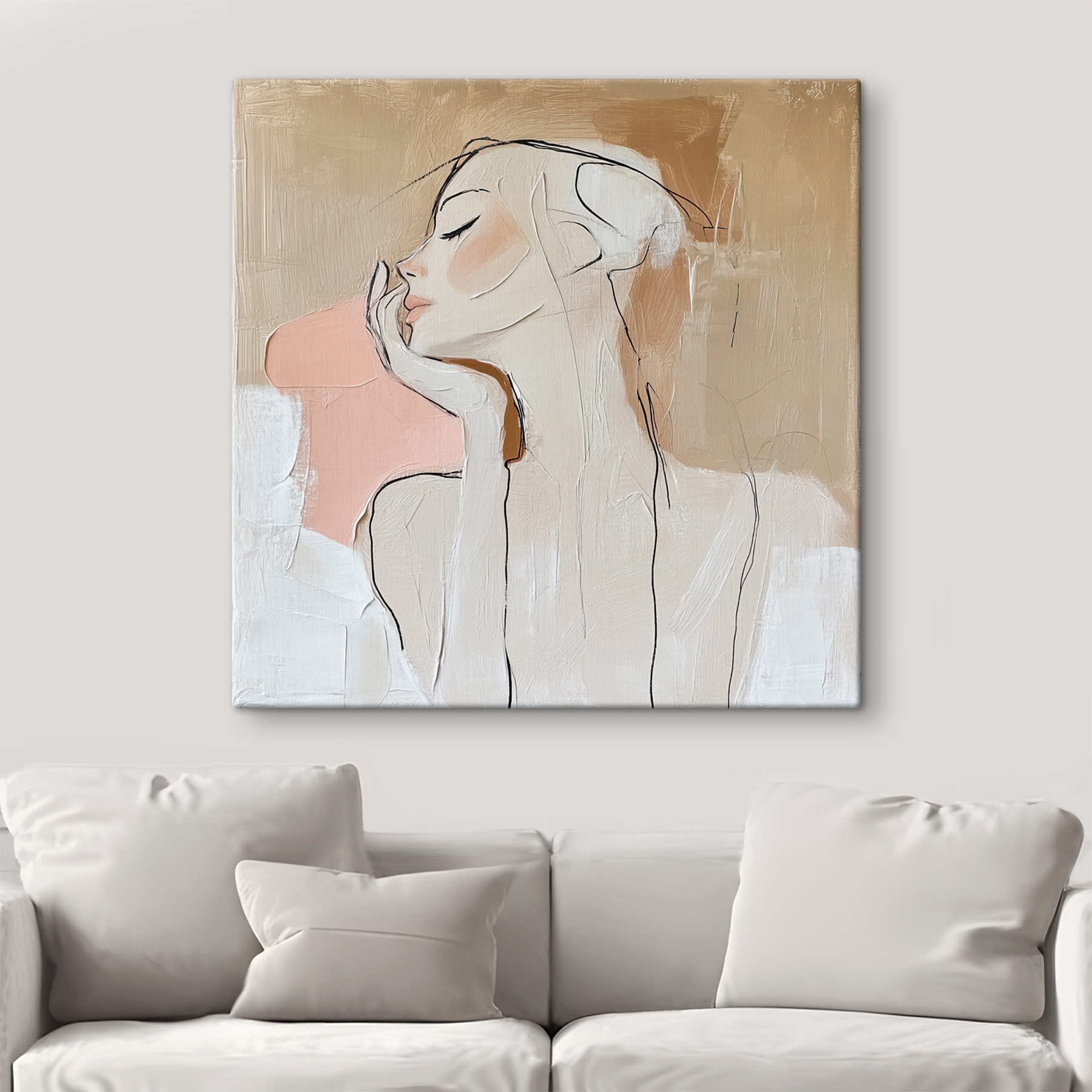 Painting of a woman with her hand on her face