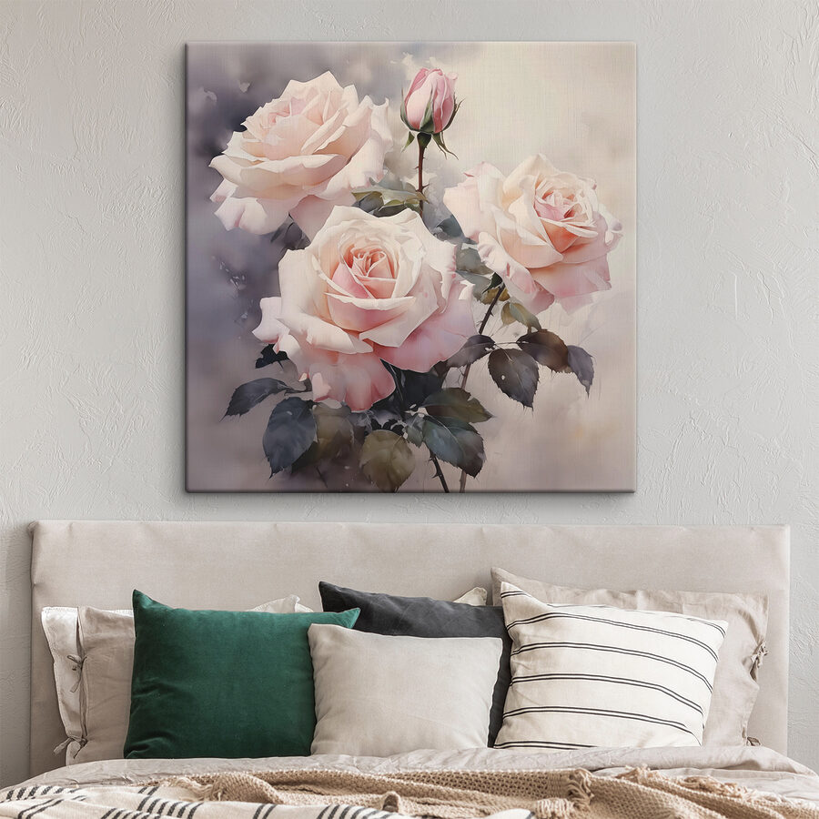 Groupe de roses roses