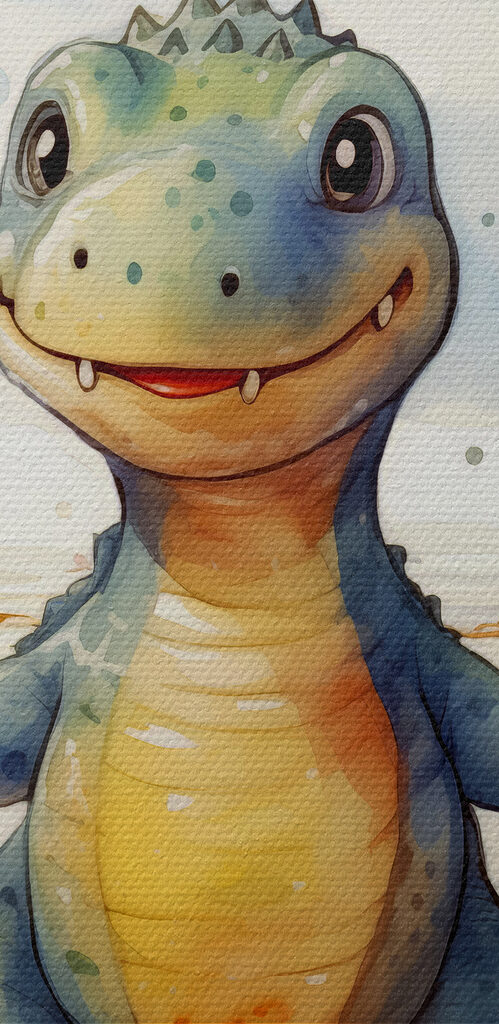 Cartoon of a dinosaur standing in water Cartoon of a dinosaur standing in water