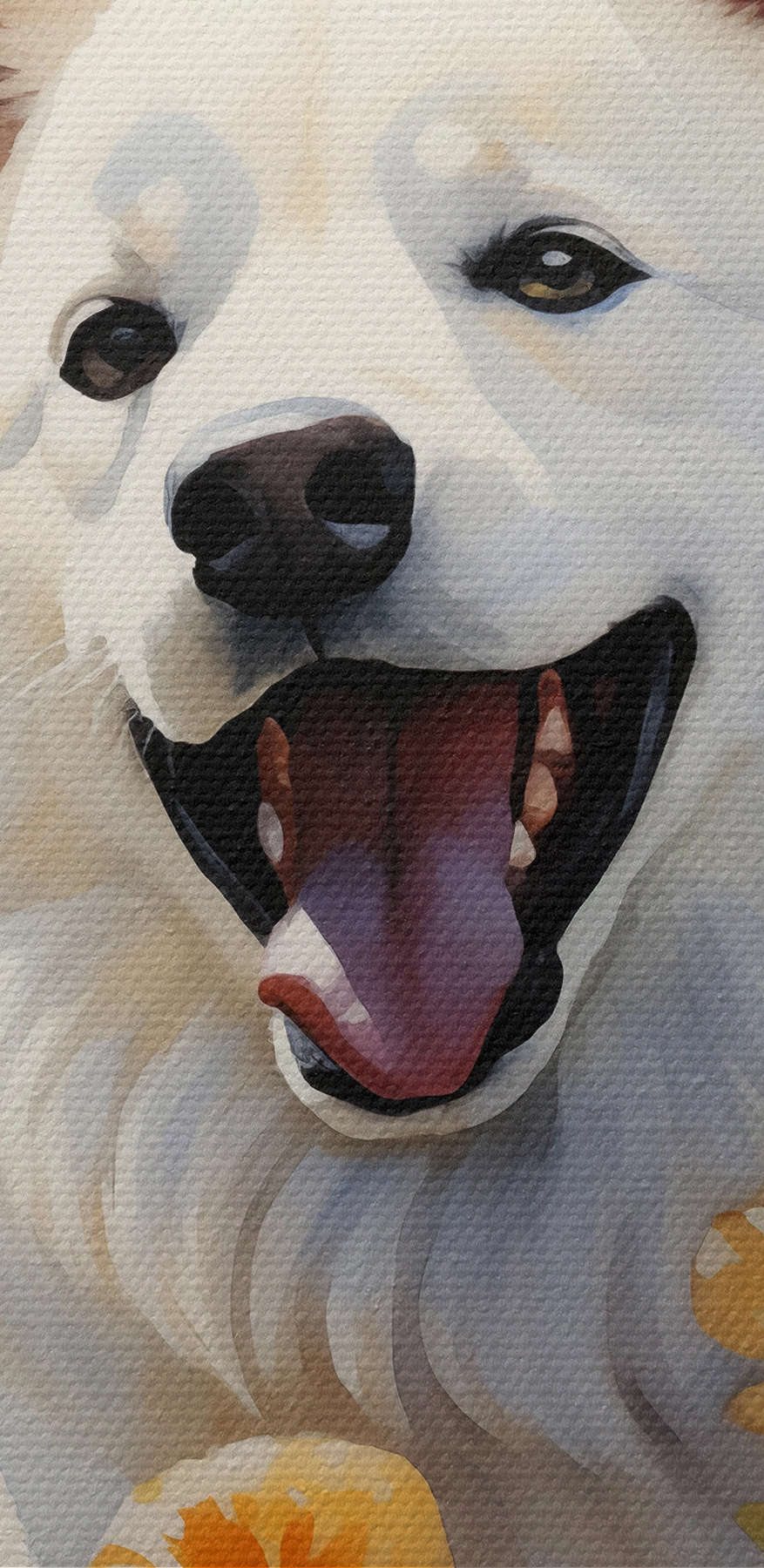 Chien blanc avec des papillons dans un champ de fleurs