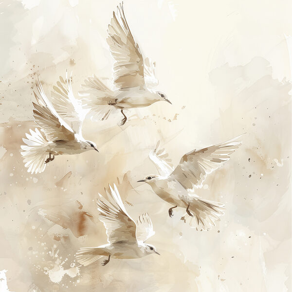 Groupe d'oiseaux blancs en vol Groupe d'oiseaux blancs en vol