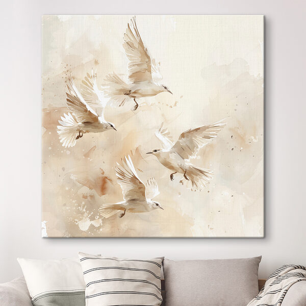 Groupe d'oiseaux blancs en vol Groupe d'oiseaux blancs en vol