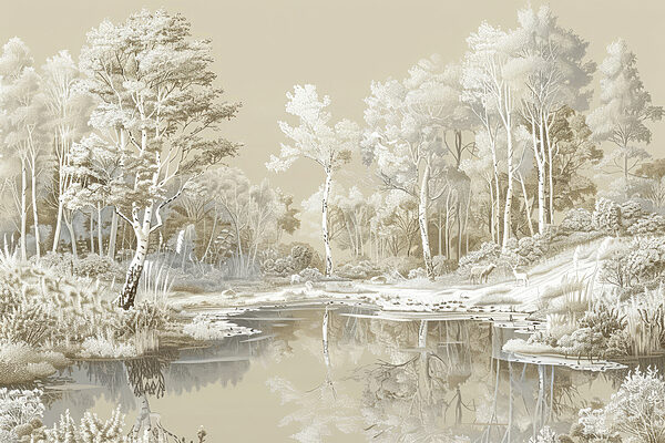 Rivière avec arbres et neige Rivière avec arbres et neige