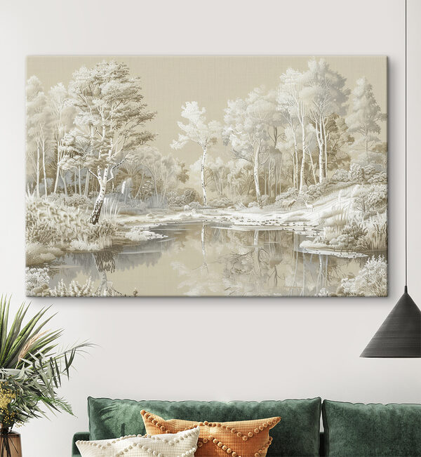 Rivière avec arbres et neige Rivière avec arbres et neige